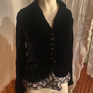 Rebecca Taylor Elegant Black Victorian Velvet Women's Jacket